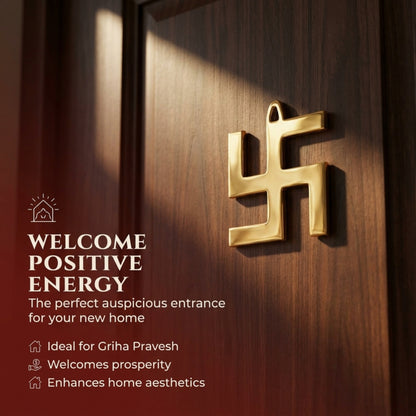 Copper Swastik Decorative Symbol for Main Door, Entrance, Pooja Room, Wall and Festive Gifting