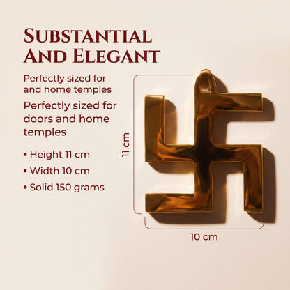 Copper Swastik Decorative Symbol for Main Door, Entrance, Pooja Room, Wall and Festive Gifting