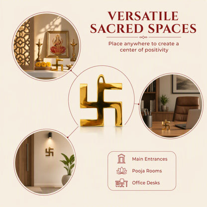 Copper Swastik Decorative Symbol for Main Door, Entrance, Pooja Room, Wall and Festive Gifting