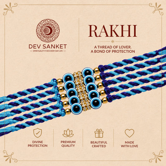 Blue Dori Rakhi Set with Roli Chawal