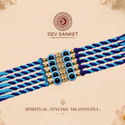 Blue Dori Rakhi Set with Roli Chawal
