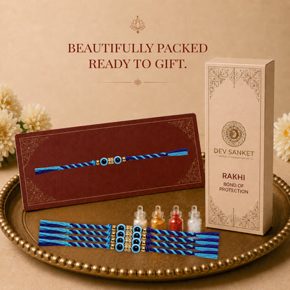 Blue Dori Rakhi Set with Roli Chawal
