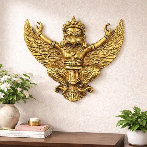 Golden Brass Garuda Wall Hanging Décor